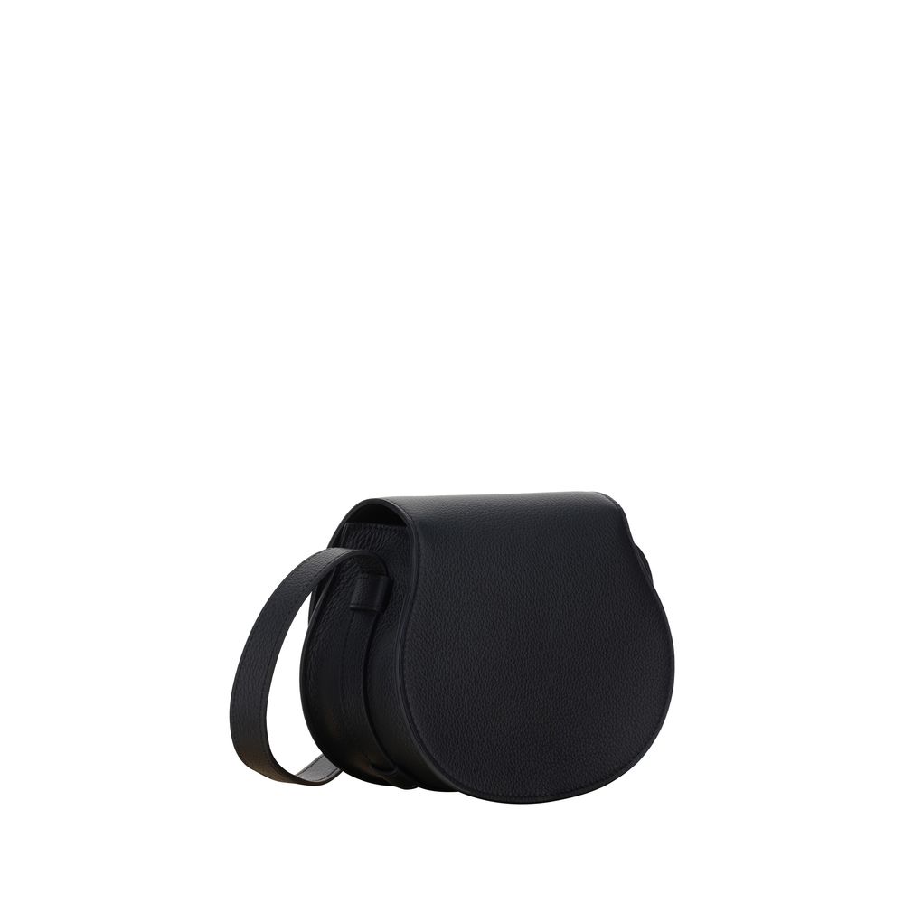 Chloé Marcie Small Saddle Bag - Black Grained Leather