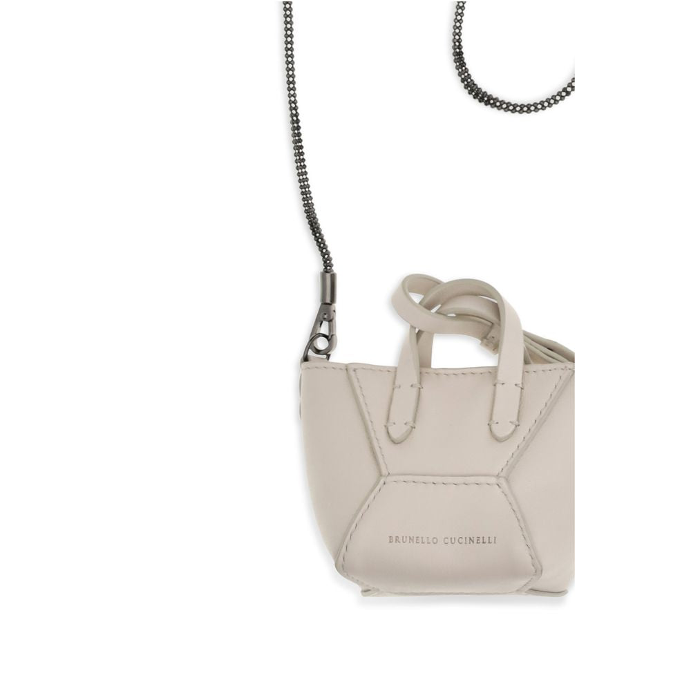 Brunello Cucinelli BC Duo Micro Bag Calfskin – Ivory with Monili Chain