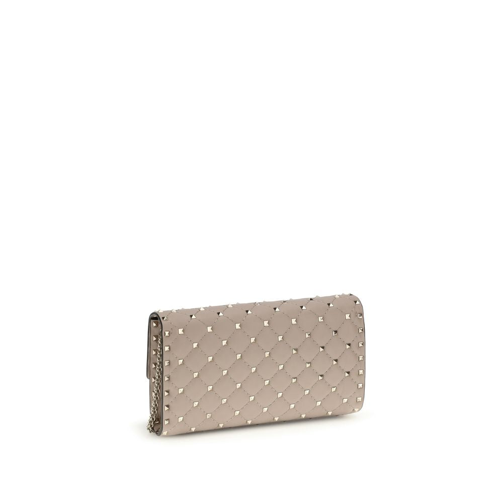 Valentino Garavani Rockstud Spike Crossbody Clutch Bag - Poudre