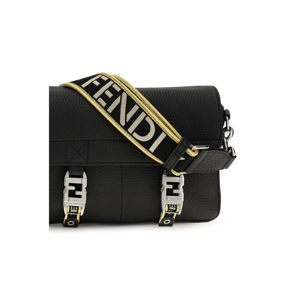 Fendi Flow Small - Black Cuoio Romano Leather
