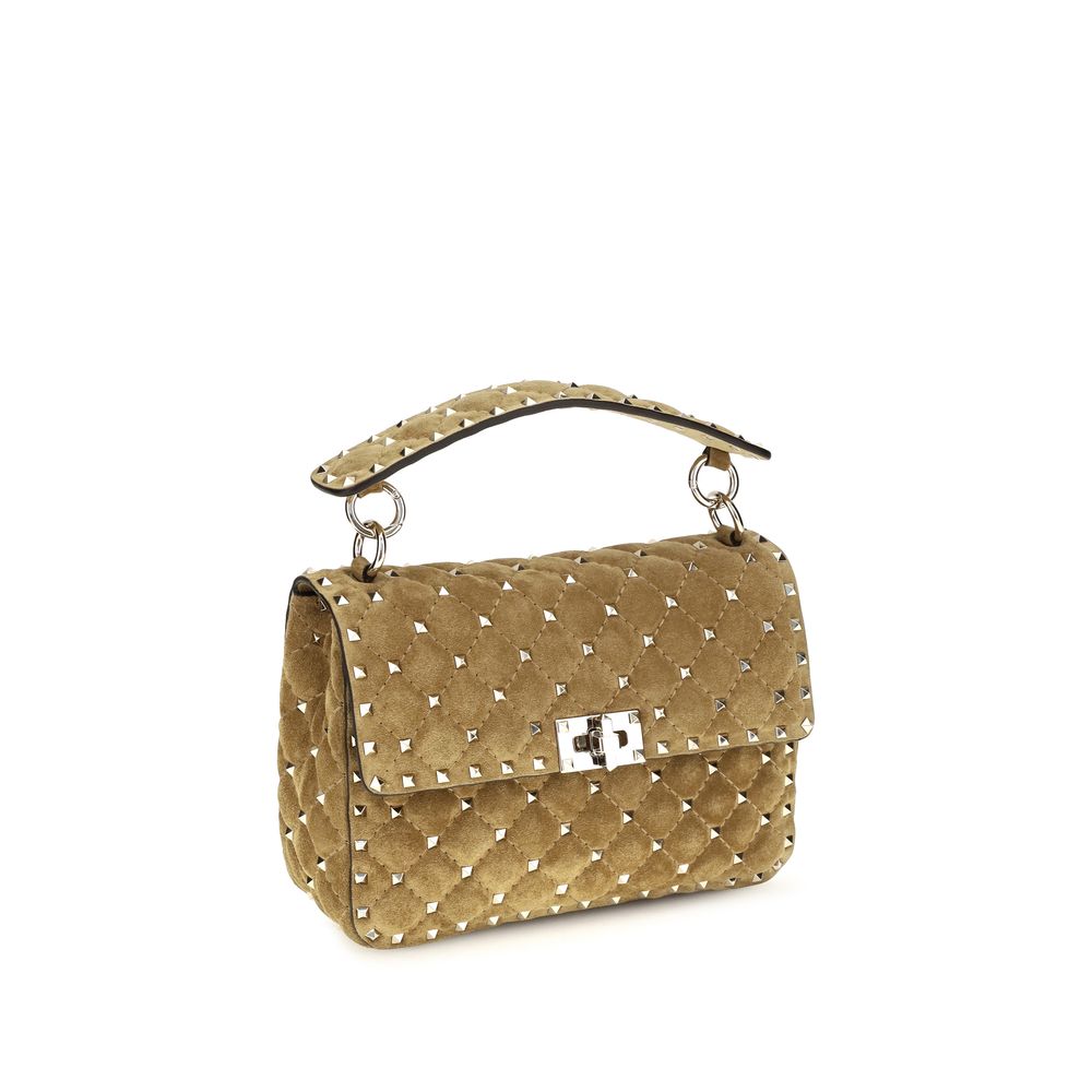 Valentino Garavani Rockstud Spike Medium Bag - Havana Beige Suede