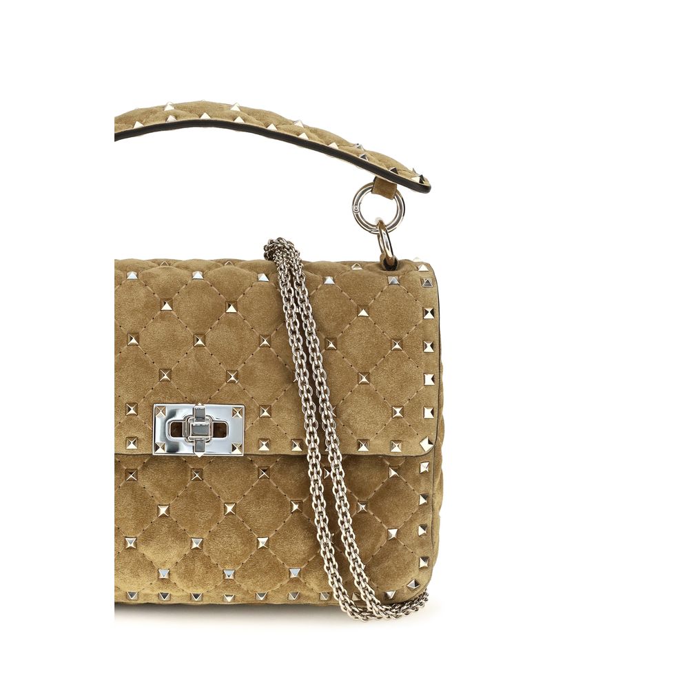 Valentino Garavani Rockstud Spike Medium Bag - Havana Beige Suede