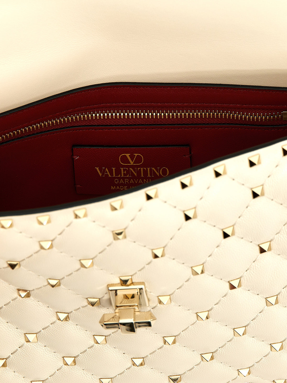 Valentino Garavani Rockstud Spike Medium Bag - Light Ivory Nappa Leather