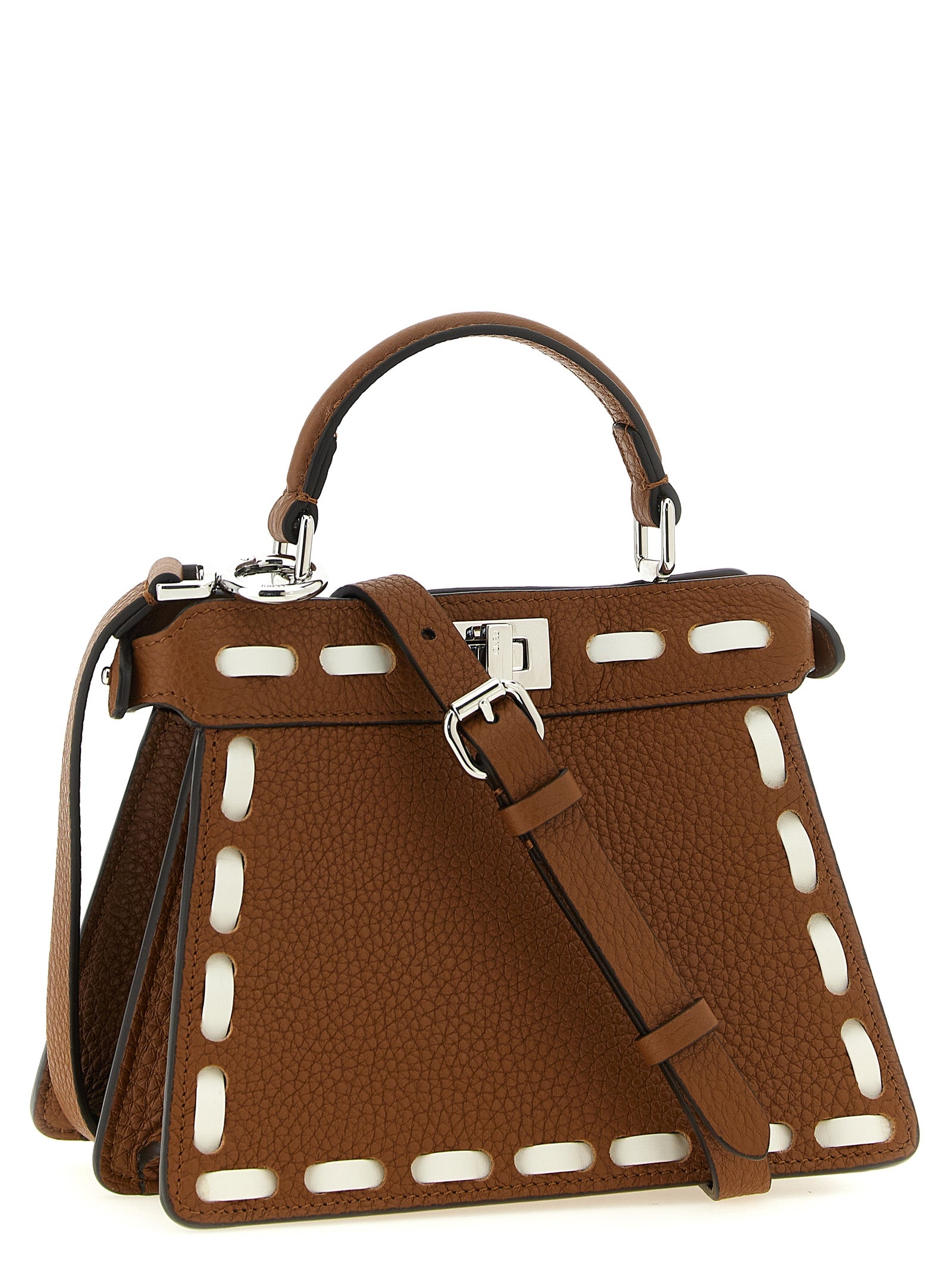 Fendi Peekaboo ISeeU Small with Oversized Stitching - Sellier Brown