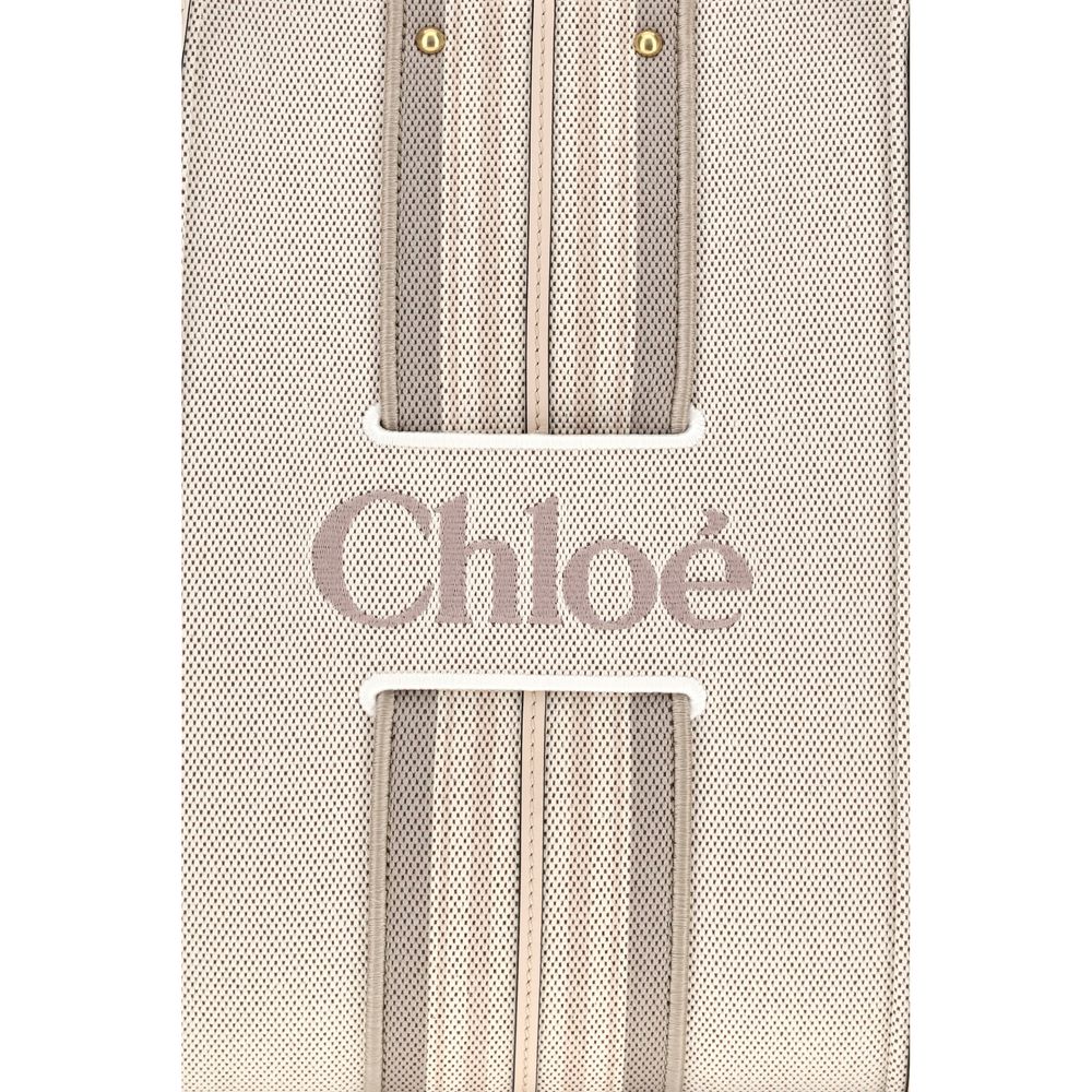 Chloé Woody Loop Tote Bag in Canvas - Nude