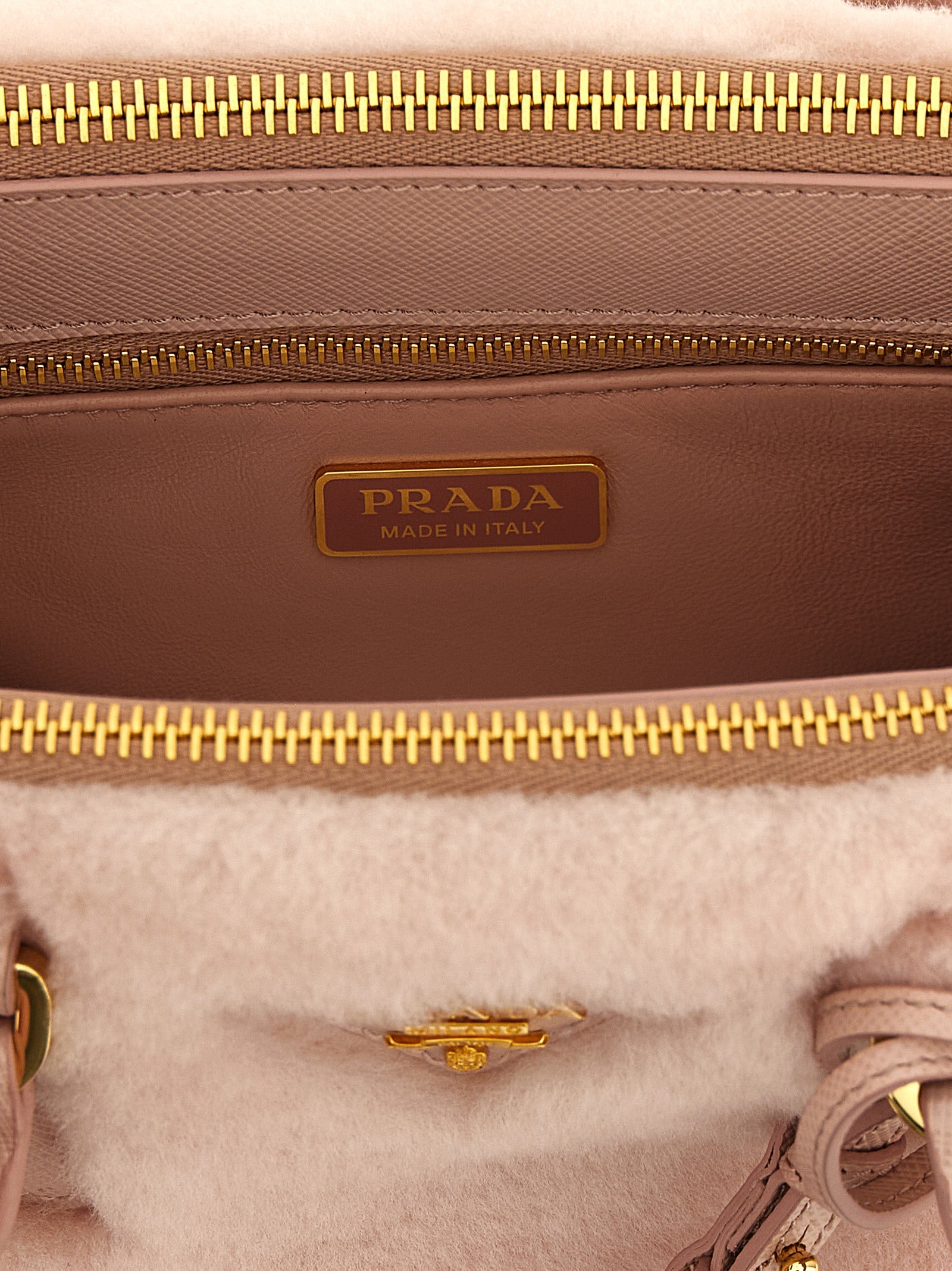 Prada Galleria Mini Shearling Handbag - Orchid Pink