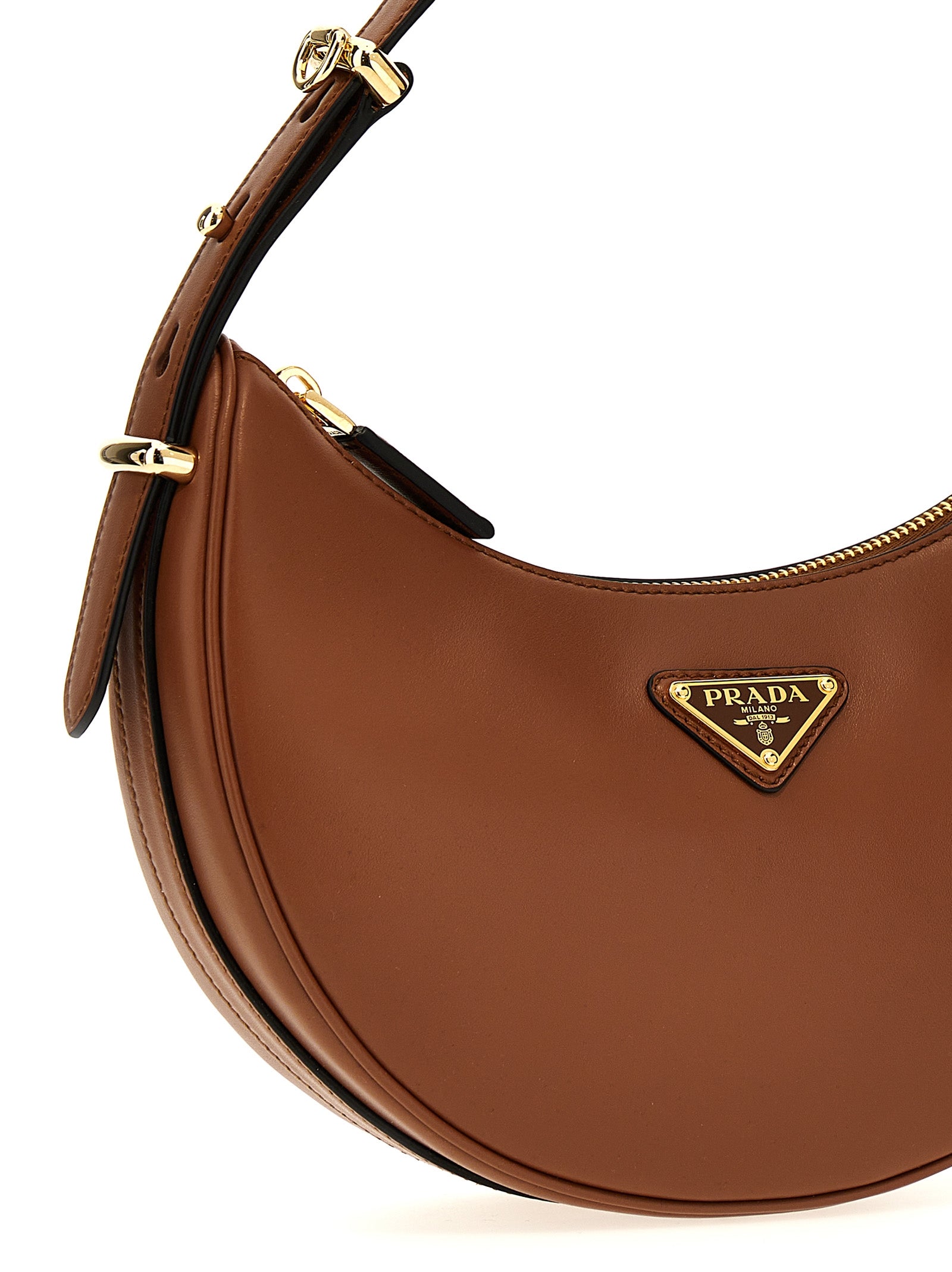 Prada Arqué Small Shoulder Bag - Cognac Leather