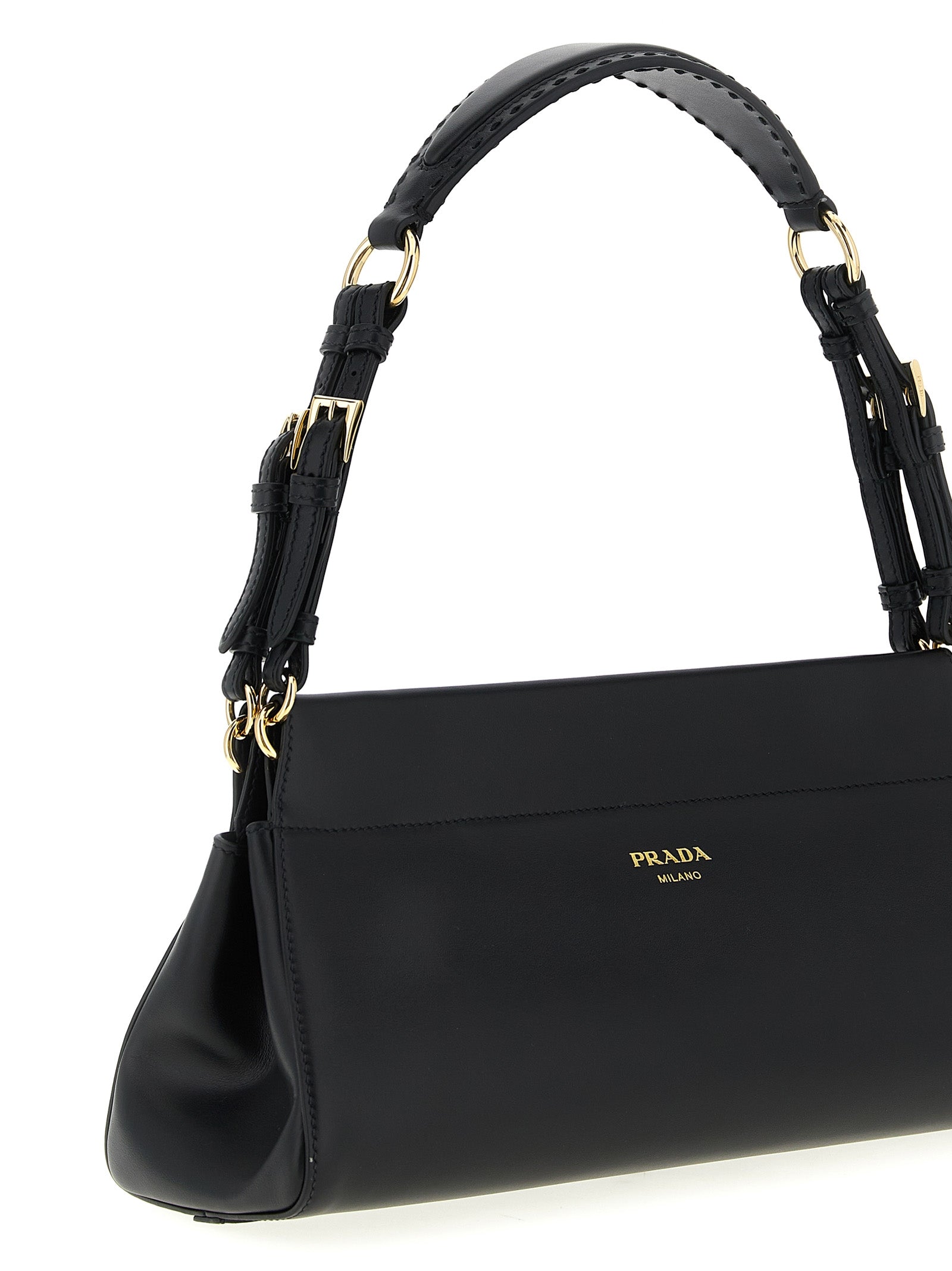 Prada Enchaîné Medium Leather Bag - Black