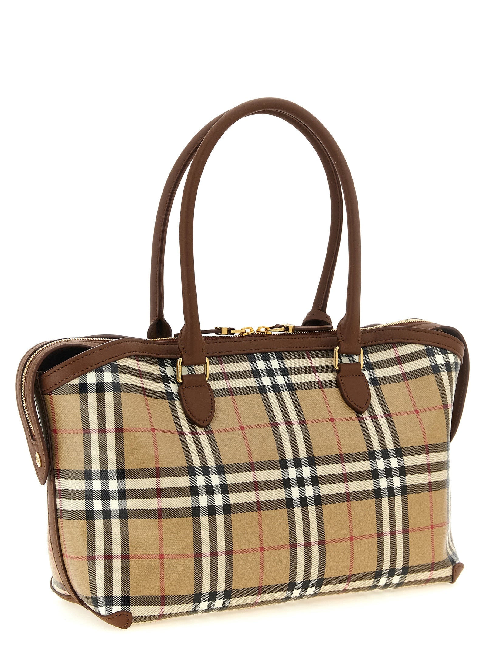 Burberry Small Check Zip Tote - Archive Beige