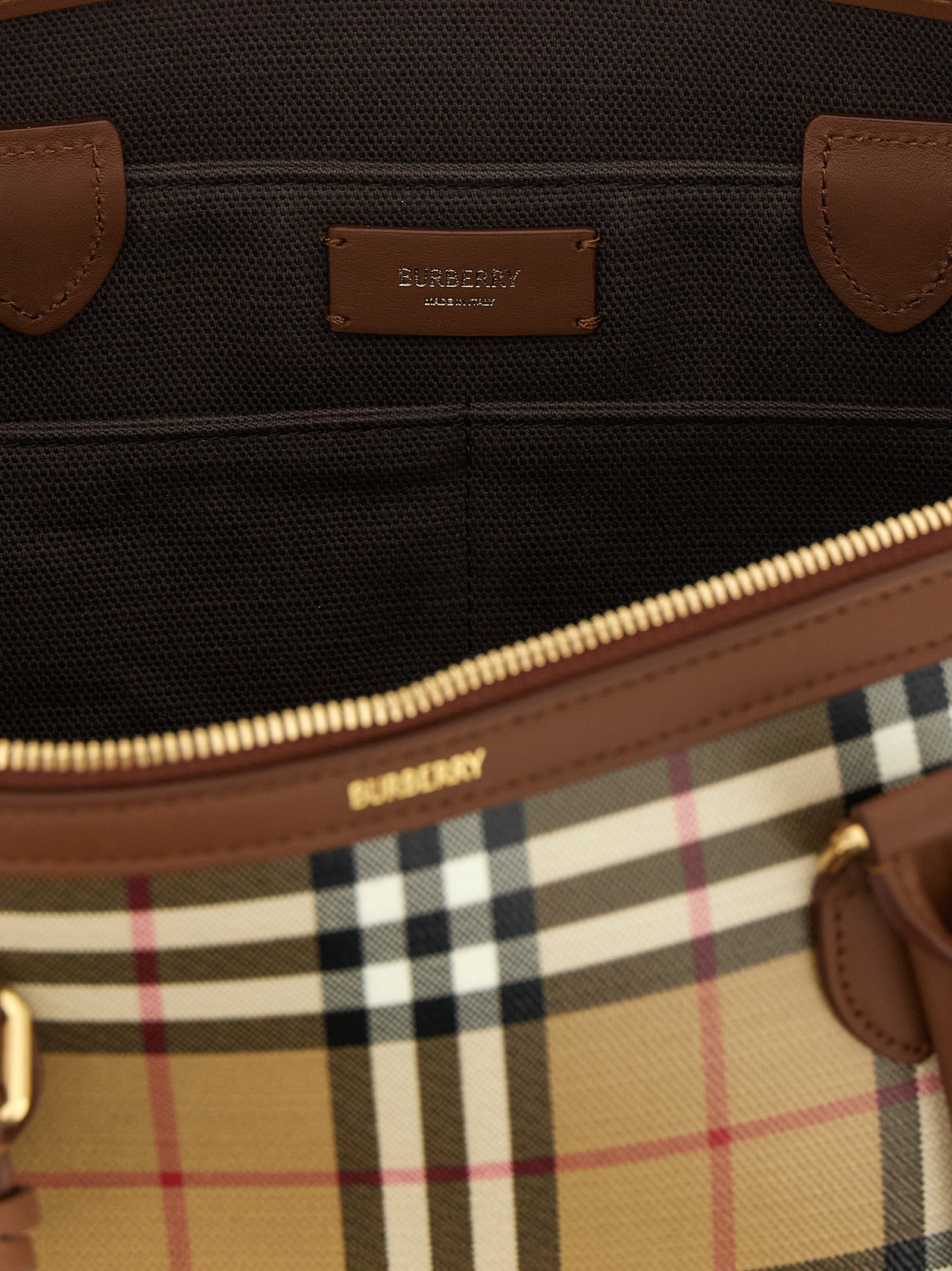 Burberry Small Check Zip Tote - Archive Beige