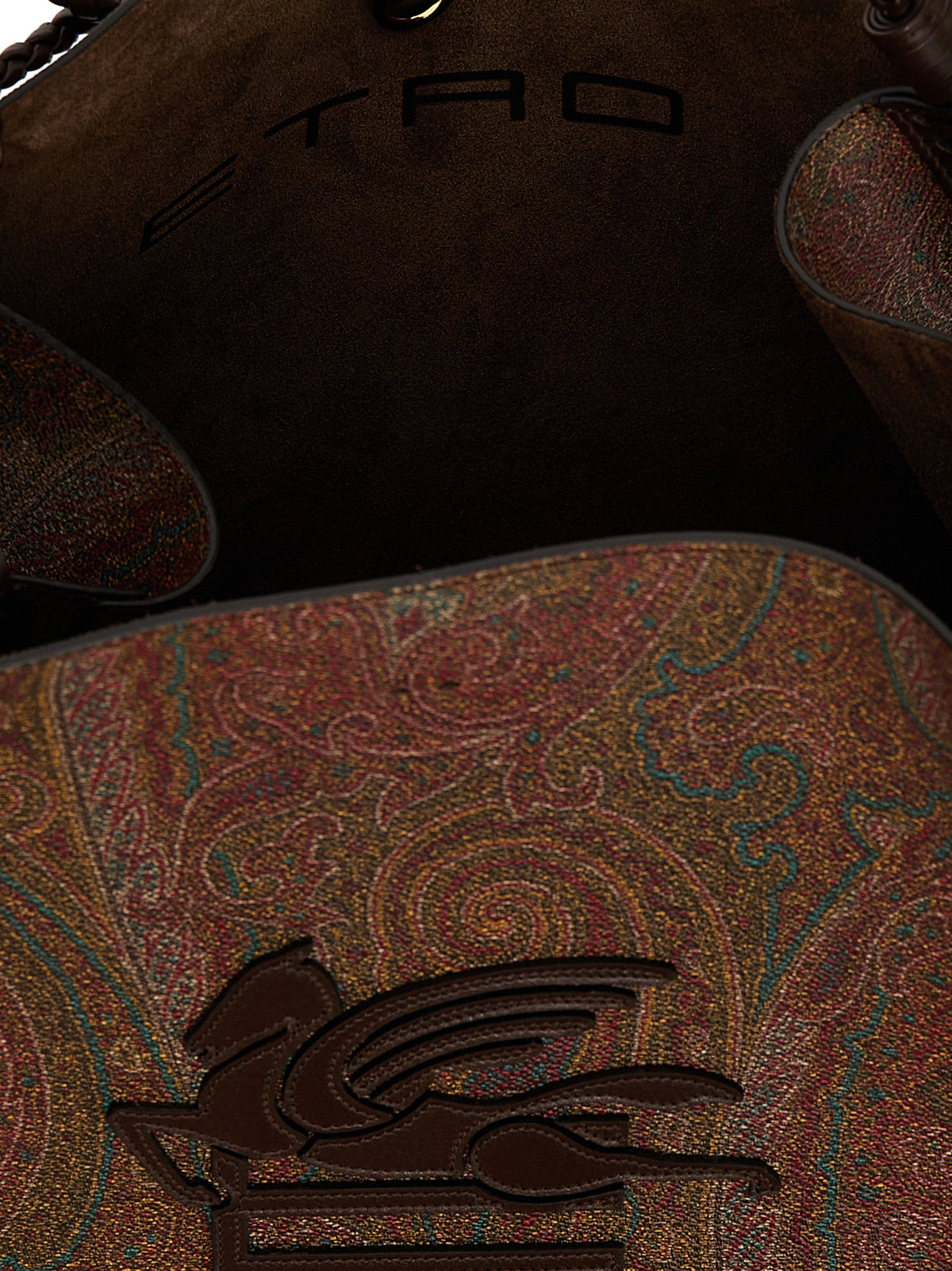 Etro Arnica Libra Large Tote Bag - Brown Paisley Jacquard Fabric