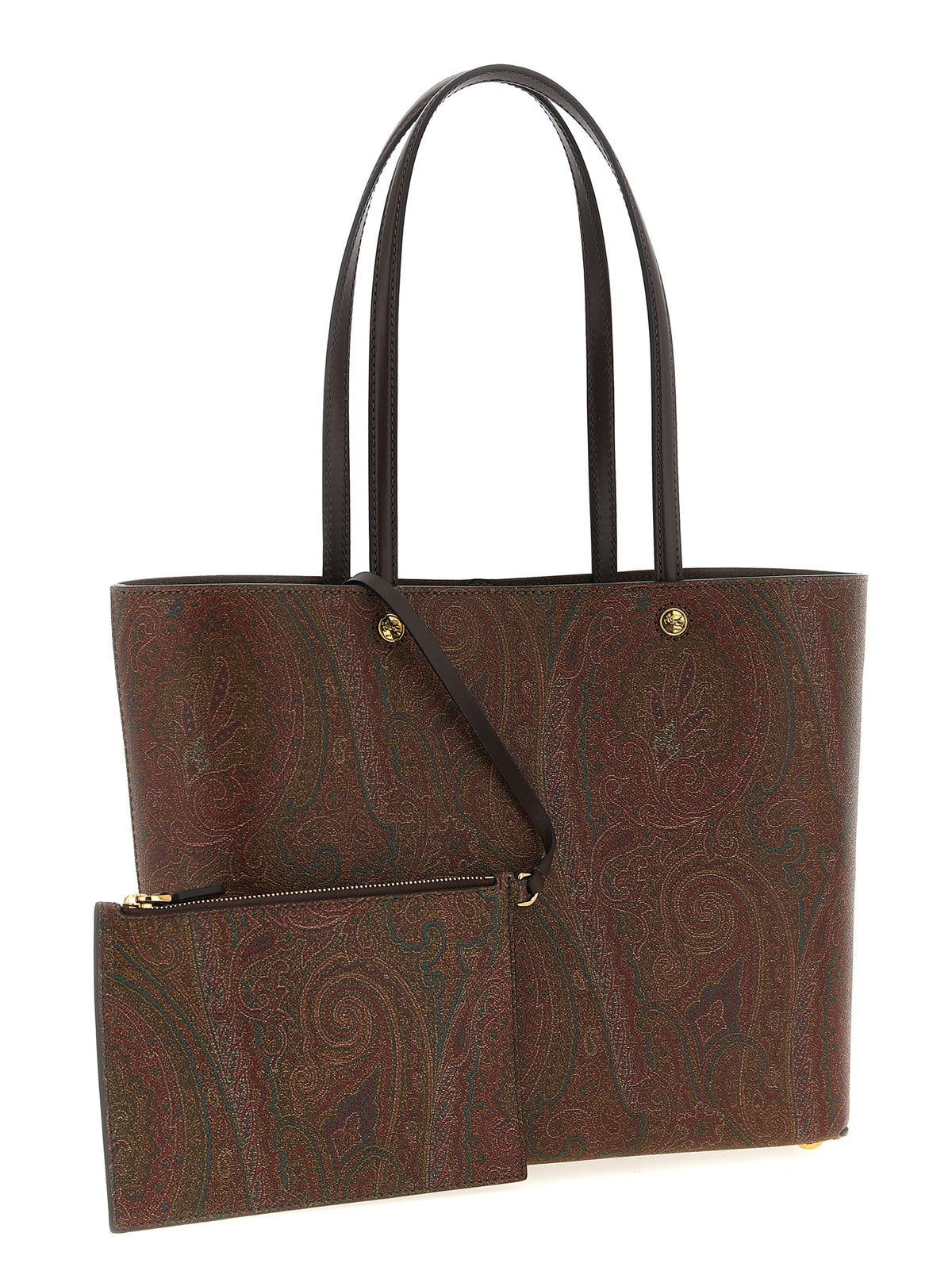 Etro Essential Arnica Medium Tote Bag - Brown Paisley Jacquard Fabric