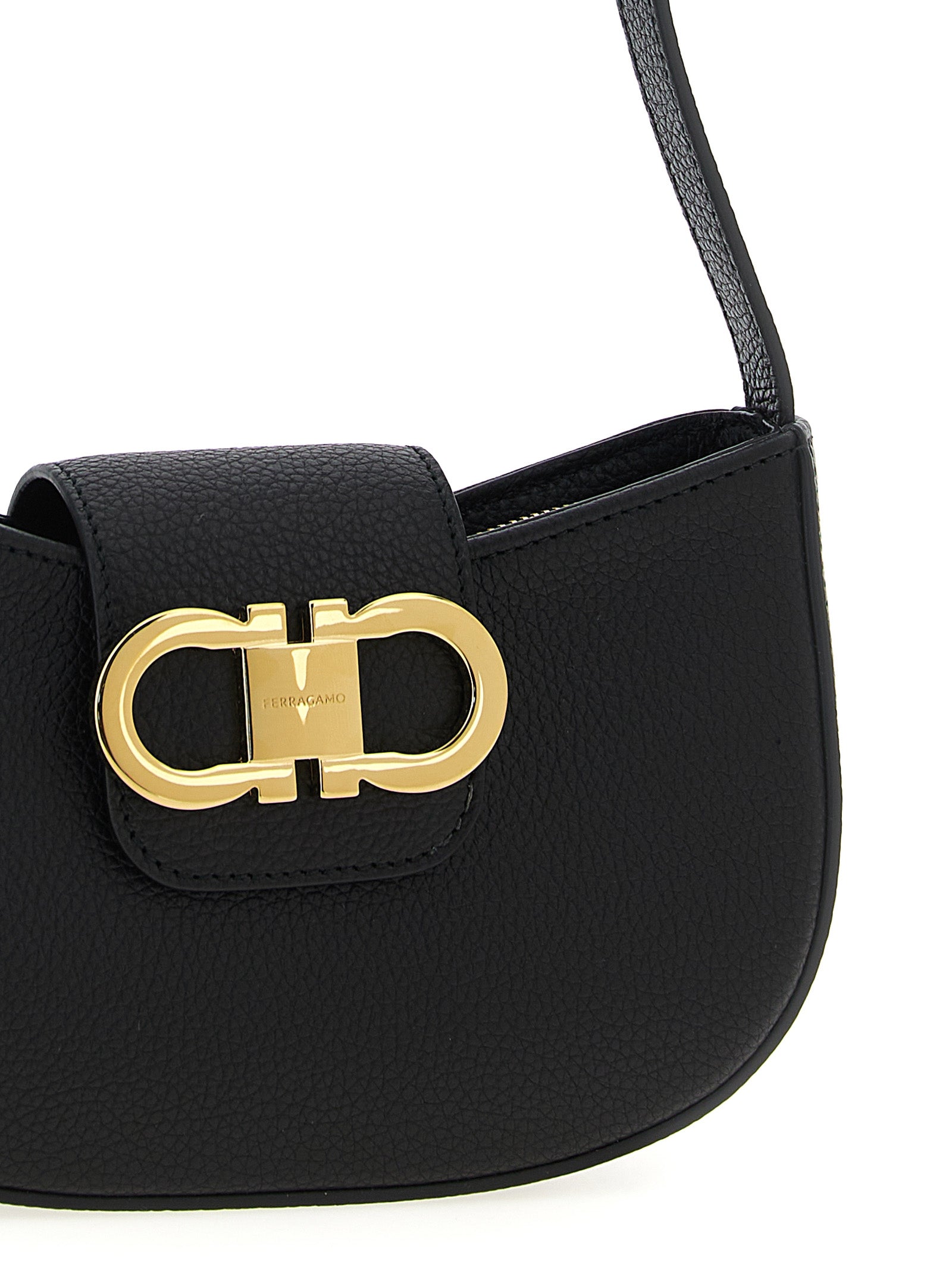 Ferragamo Double Gancini Mini Shoulder Bag - Black