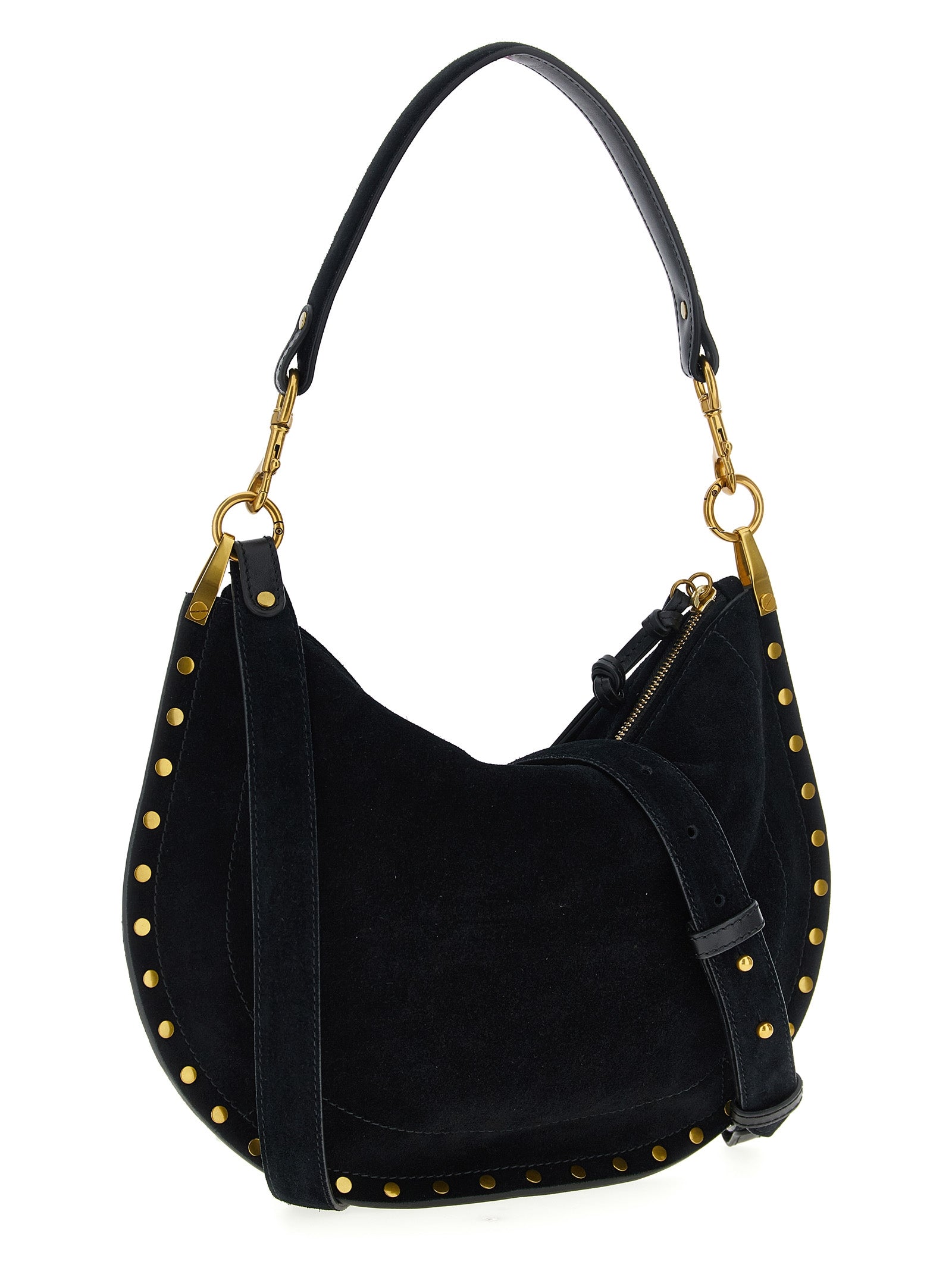 Isabel Marant Oskan Soft Zipped Bag - Black Suede Calfskin
