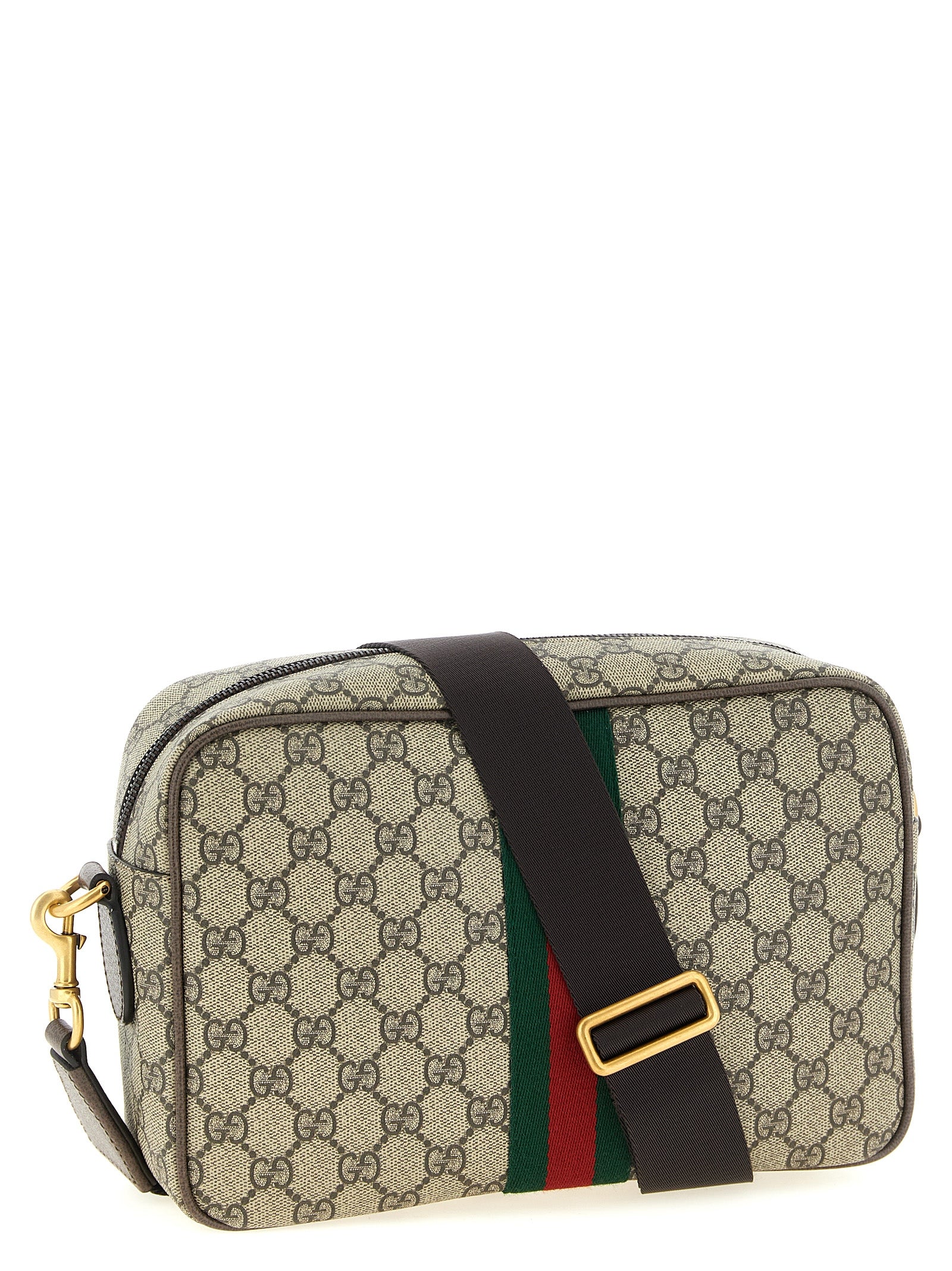 Gucci Ophidia Medium Crossbody Bag - Beige and Dark Brown GG Monogram Coated Fabric