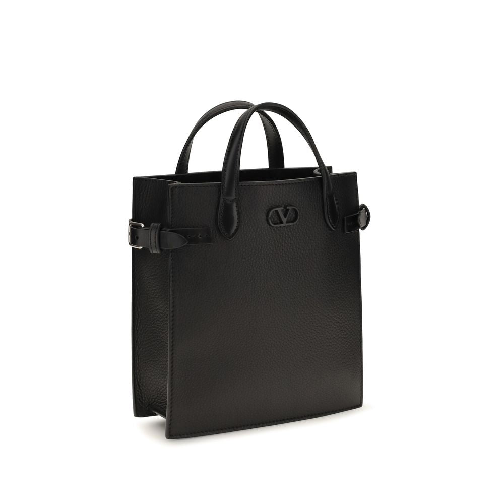 Valentino Garavani Antibes Small Shopping Bag - Black Grained Leather