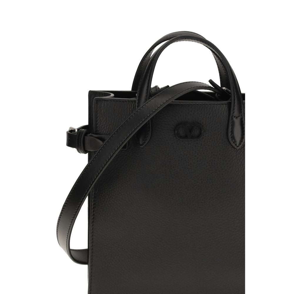 Valentino Garavani Antibes Small Shopping Bag - Black Grained Leather