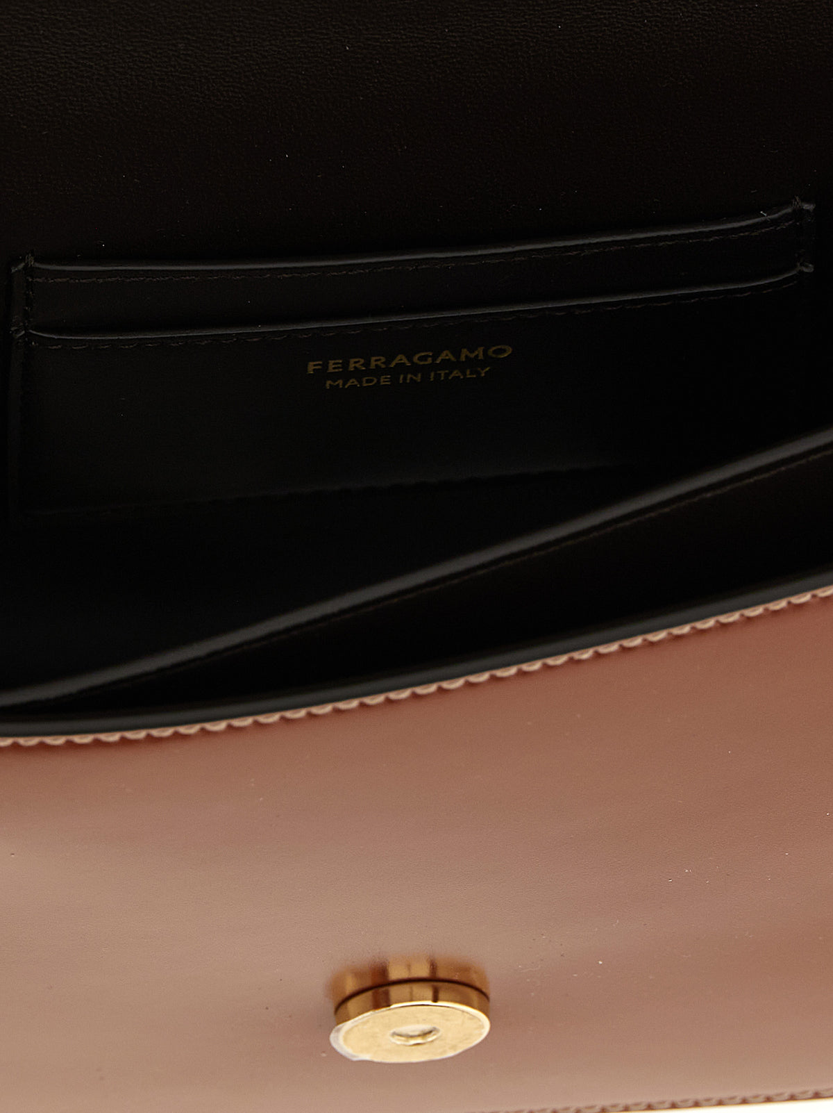 Ferragamo Double Gancini North-South Crossbody Bag - Dark Cognac