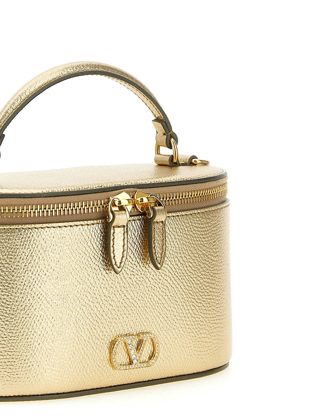 Valentino Garavani VLogo Signature Mini Vanity Bag - Gold Grained Calfskin