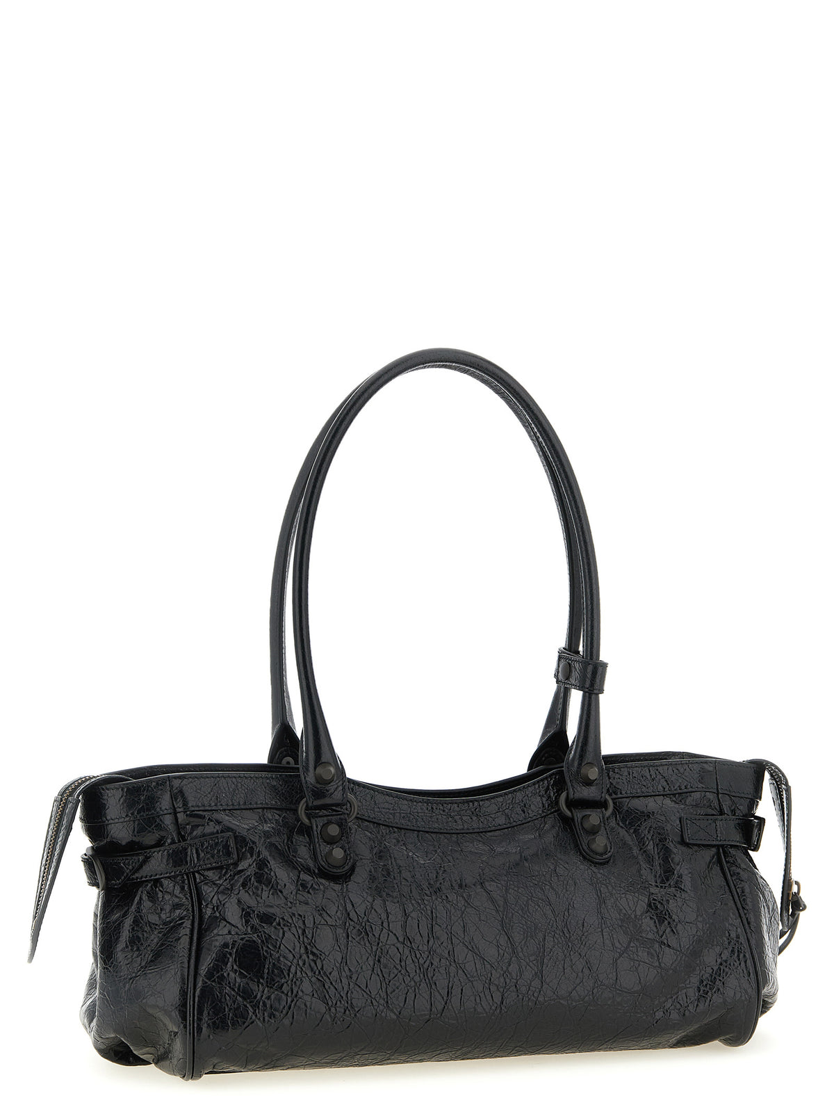 Balenciaga Women's Le City Bag East-West - Black Arena Lambskin