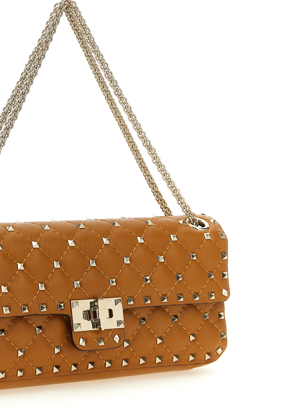 Valentino Garavani Rockstud Spike Medium Shoulder Bag - Tan