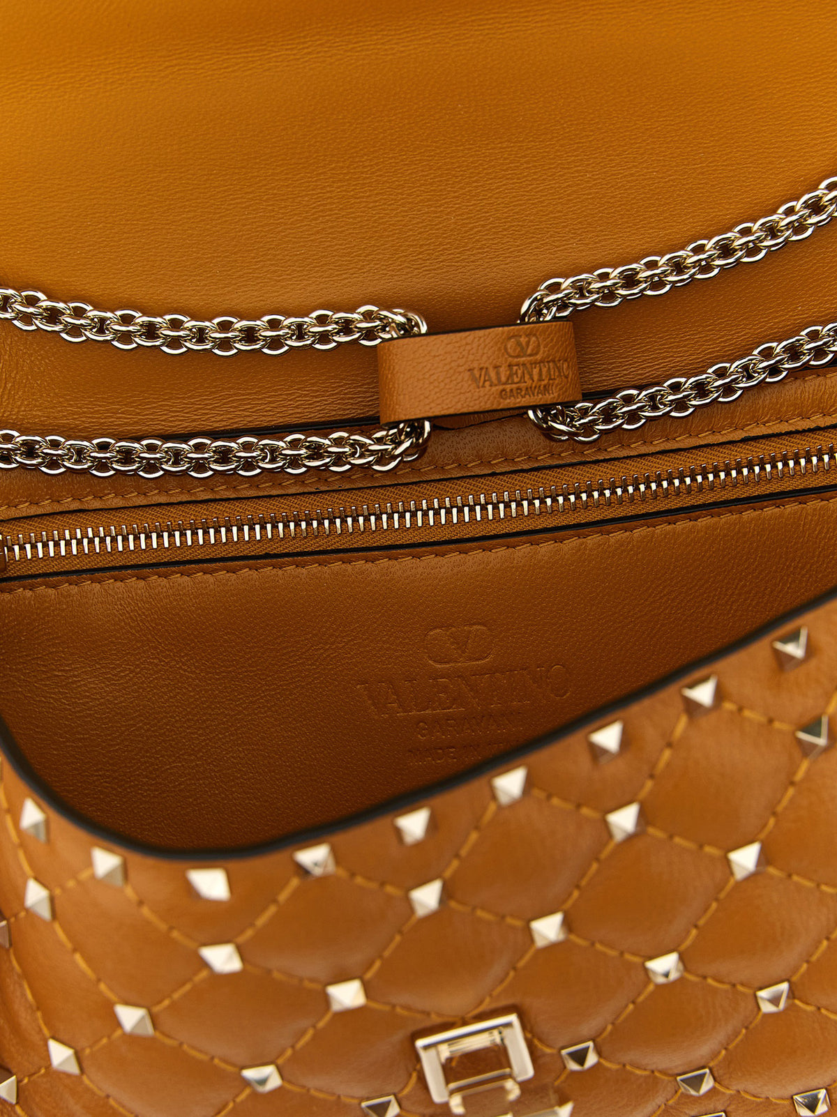 Valentino Garavani Rockstud Spike Medium Shoulder Bag - Tan