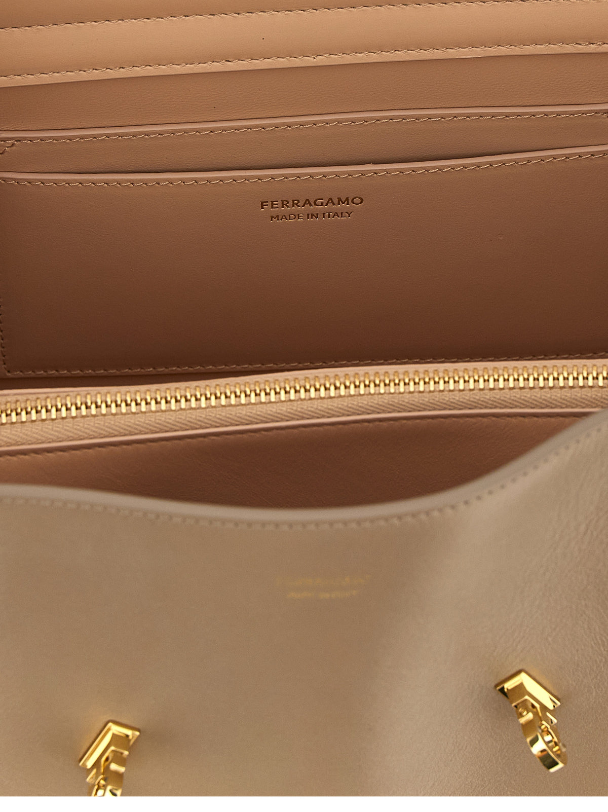 Ferragamo Hug Medium Soft Shoulder Bag - Warm Taupe & Dusty Pink