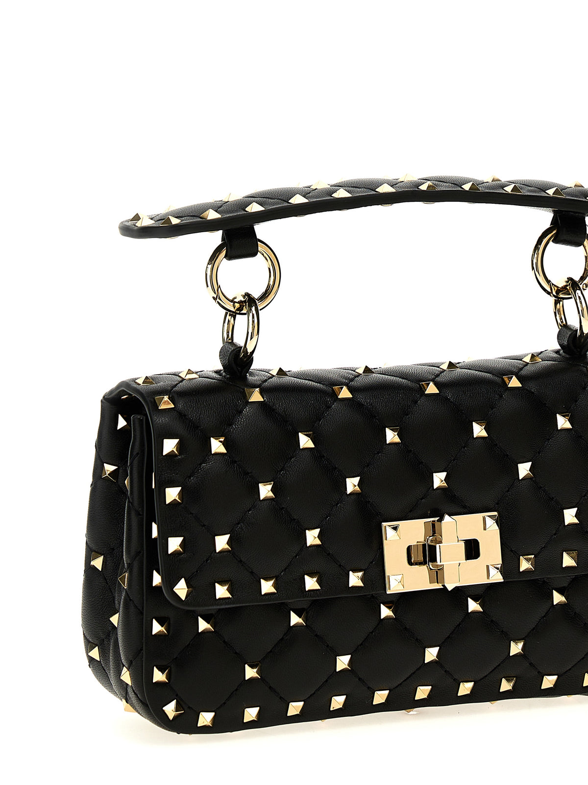 Valentino Garavani Rockstud Spike Small Shoulder Bag - Black Nappa Leather