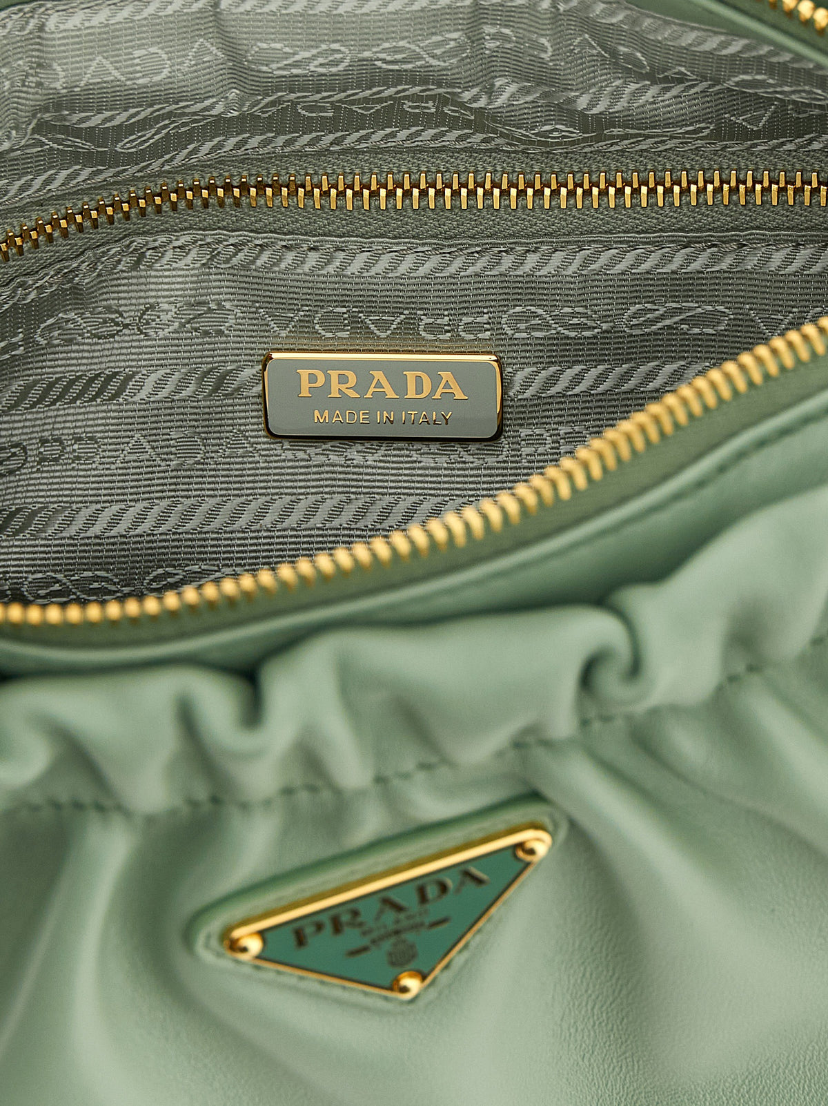 Prada Curled Leather Shoulder Bag - Mint Green