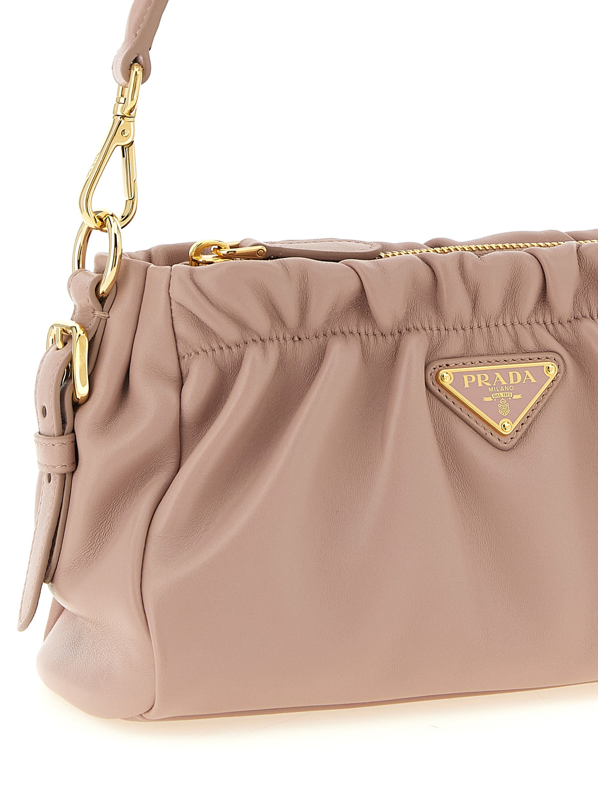 Prada Curled Leather Shoulder Bag - Pink