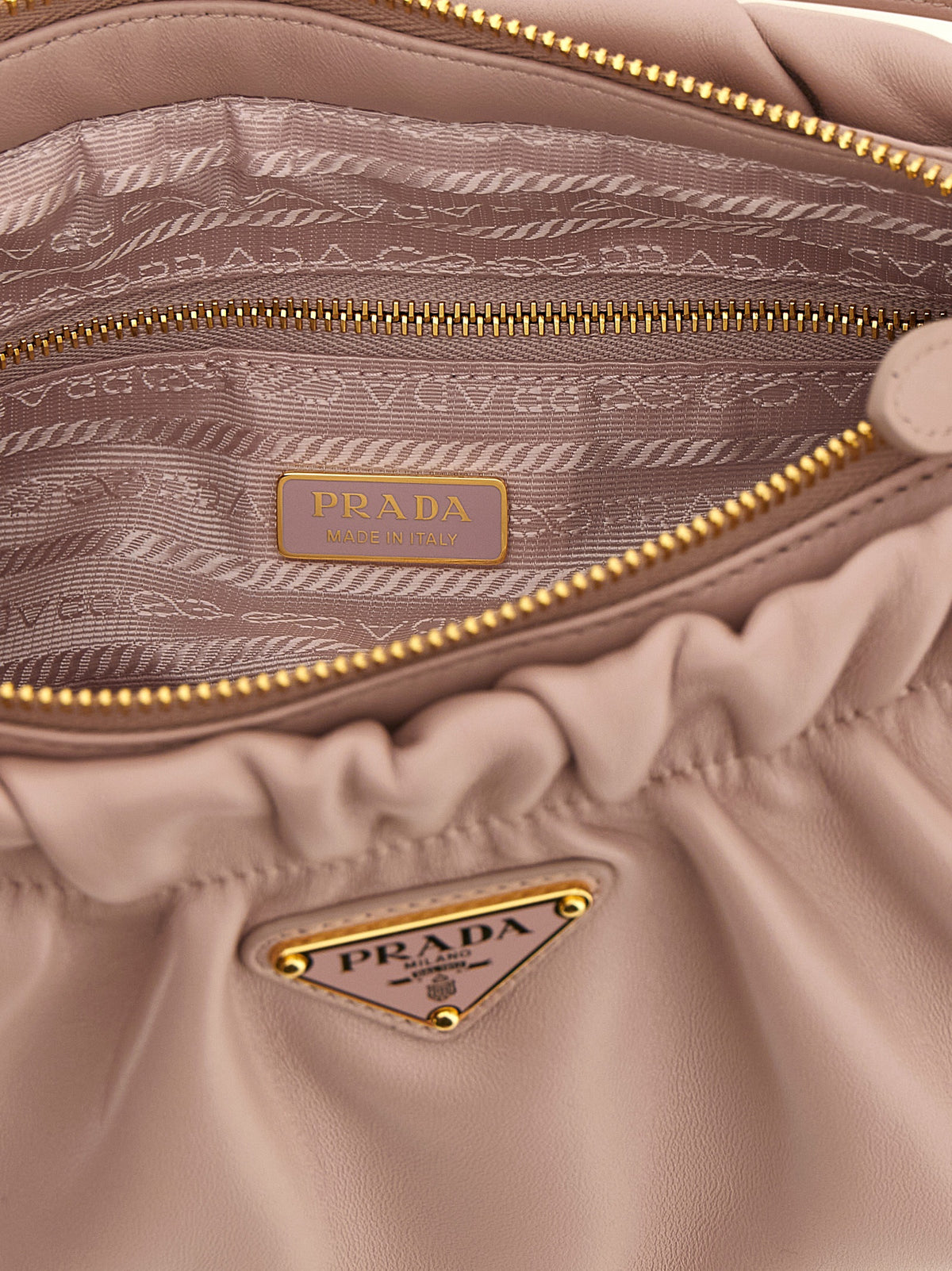 Prada Curled Leather Shoulder Bag - Pink