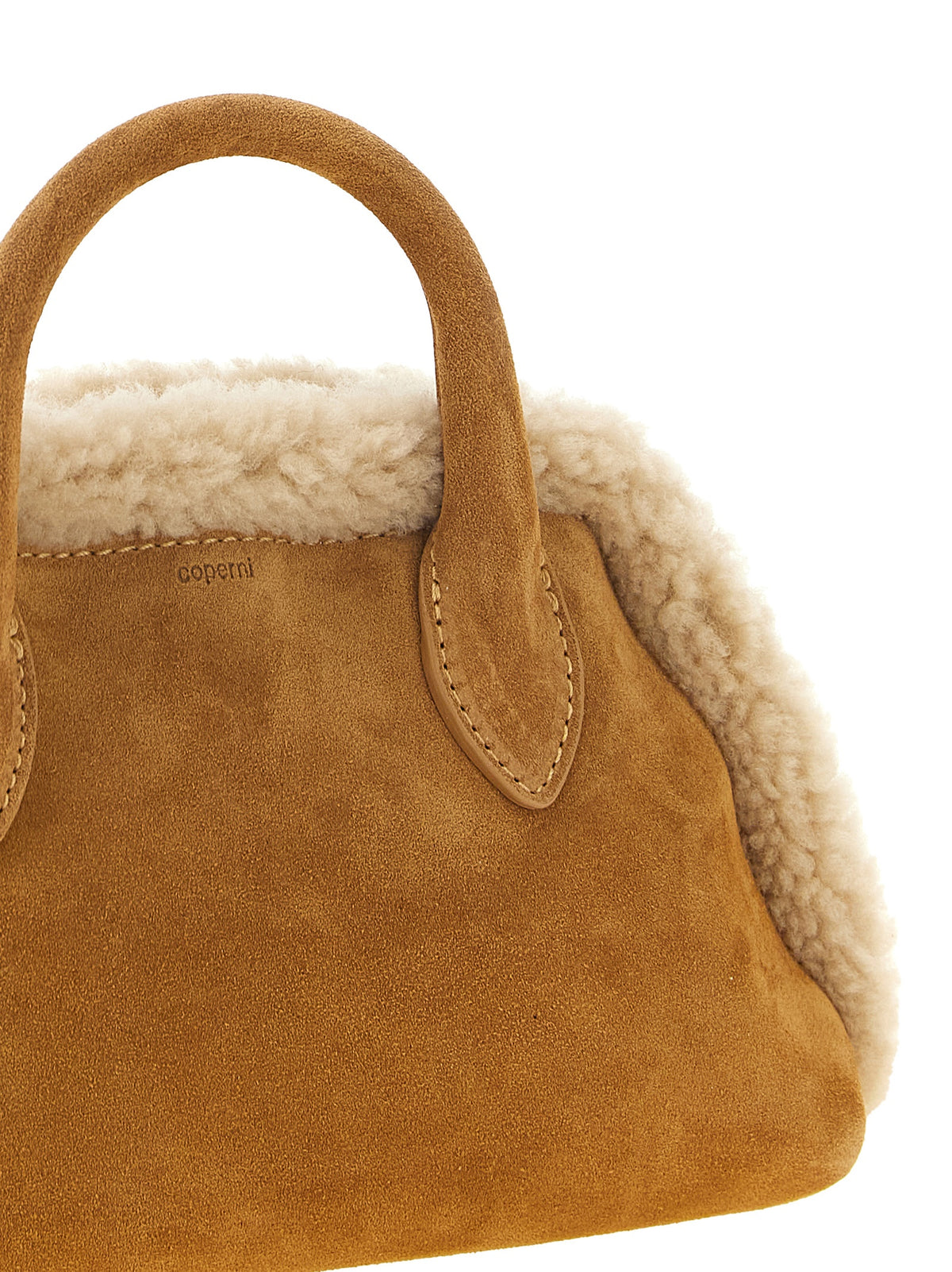 Coperni Duffle Belt Bag - Camel Suede and Shearling