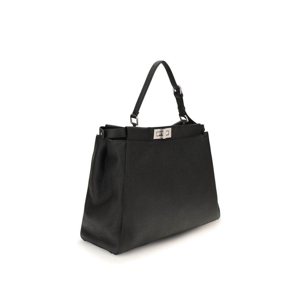 Fendi My Peekaboo Large - Black Cuoio Romano Leather and FF Split-Leather Bag