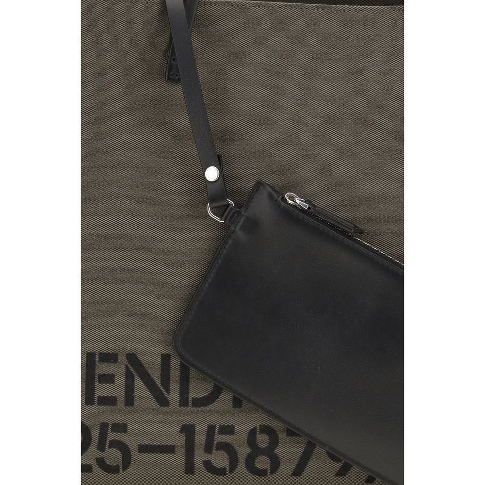 Fendi Roll Large with Stencil Print - Khaki Green Canvas