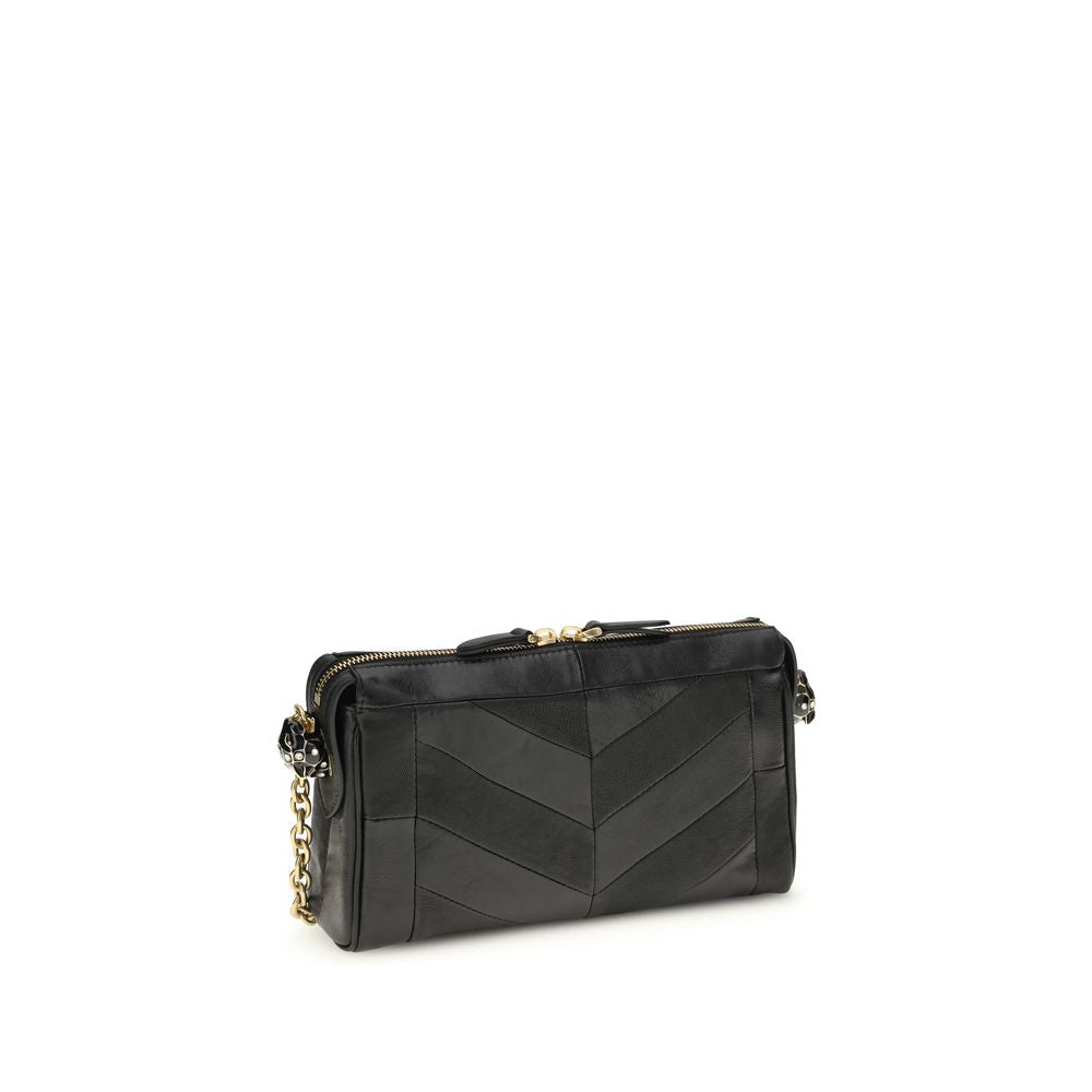 Valentino Garavani Panthea Small Shoulder with Chevron Pattern - Black Nappa Leather