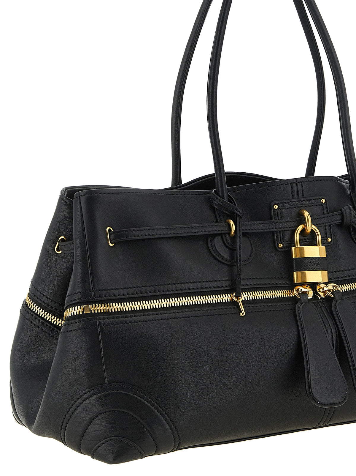 Chloé Paddington Sling Large East-West Bag - Black Soft Leather