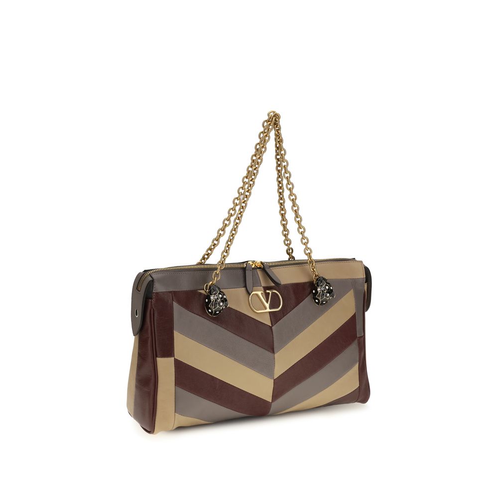 Valentino Garavani Panthea Medium Shoulder Bag Chevron Pattern - Multicolor Nappa Leather