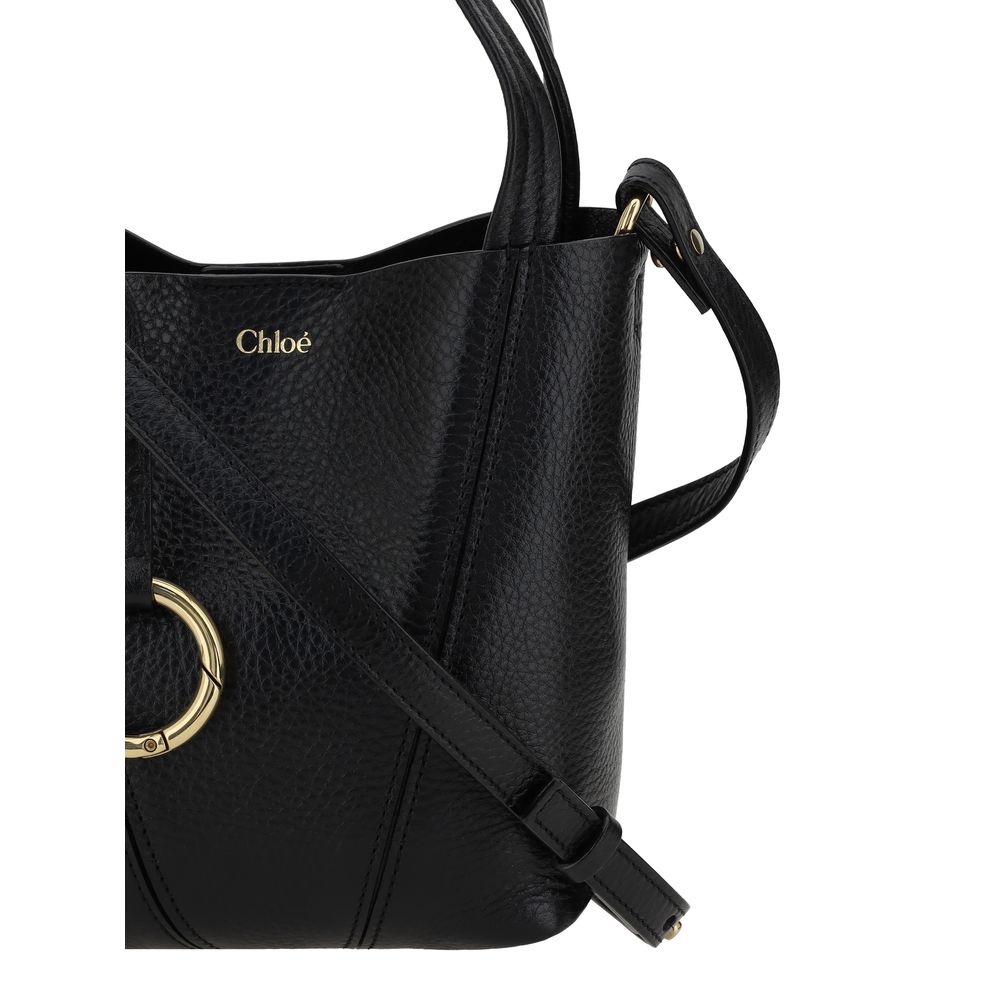 Chloé Spin Tote Bag Small - Black Grained Leather