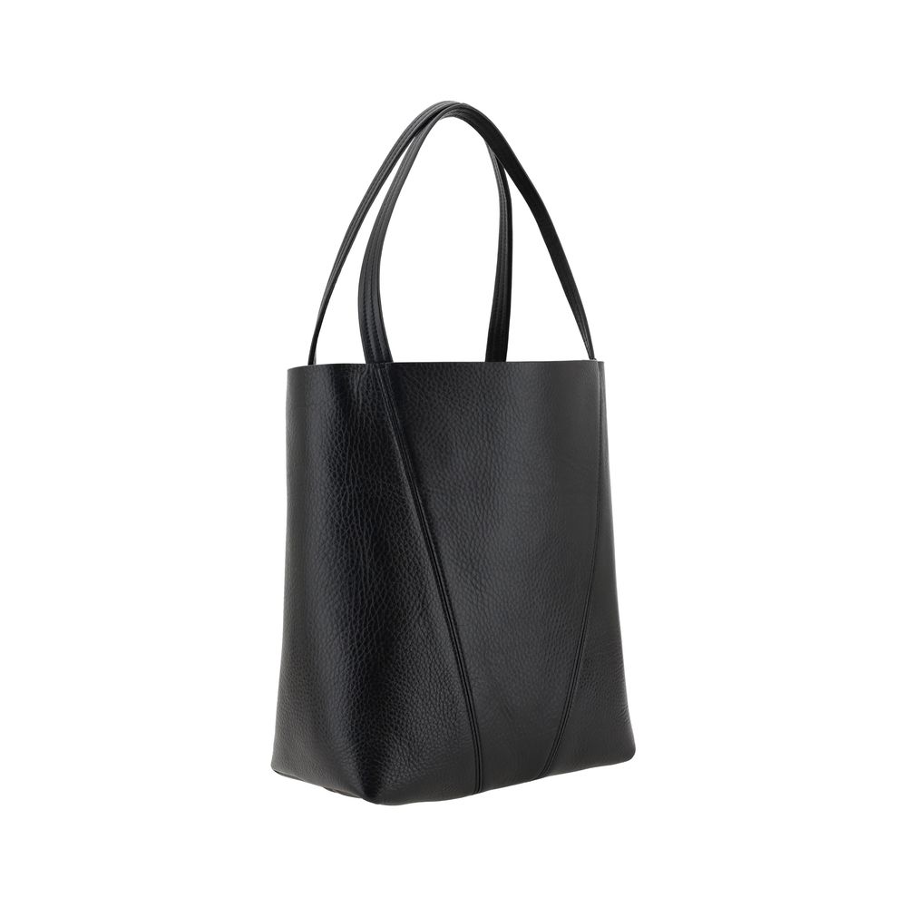 Chloé Spin Tote Bag in Grained Leather - Black