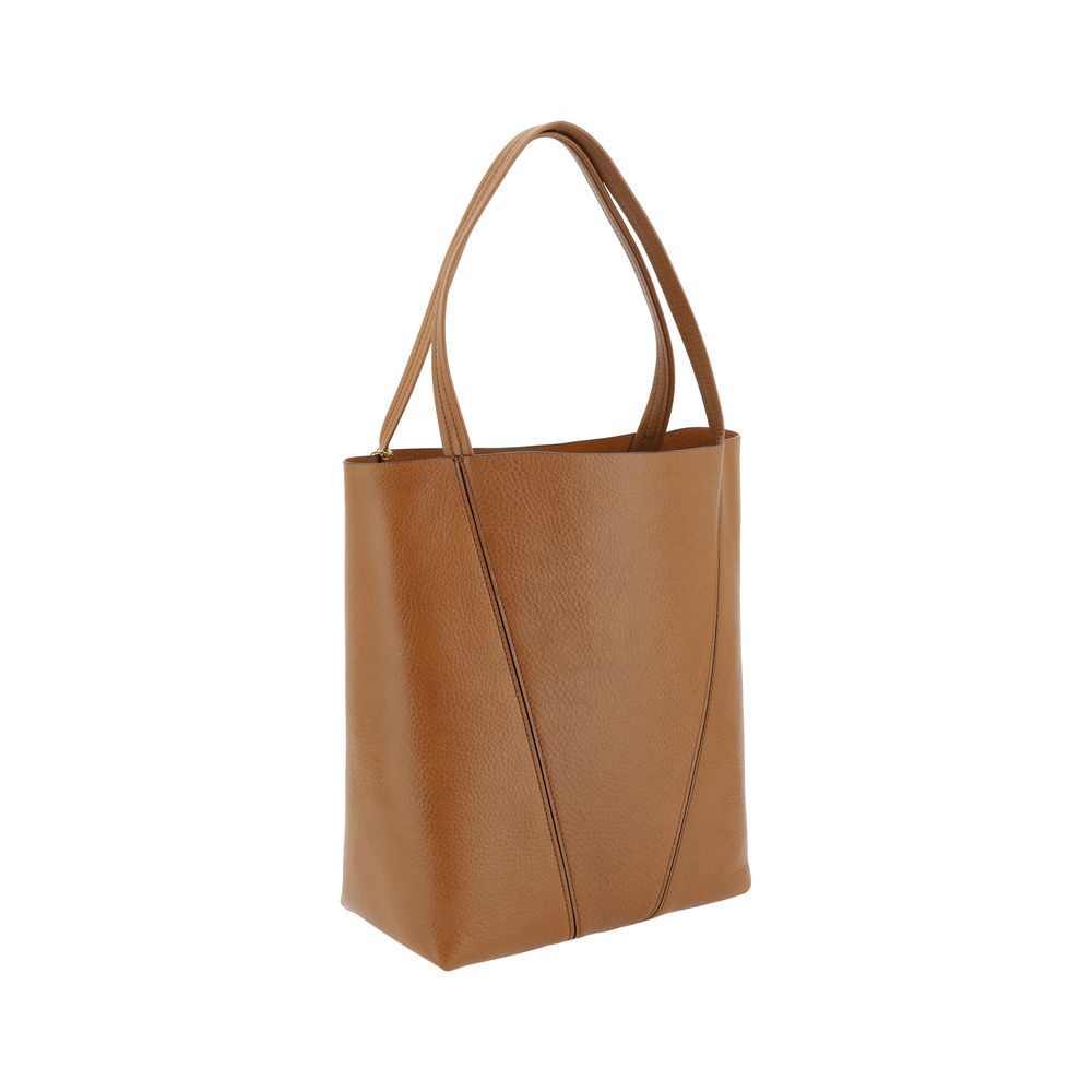 Chloé Spin Tote Bag in Grained Leather - Brown