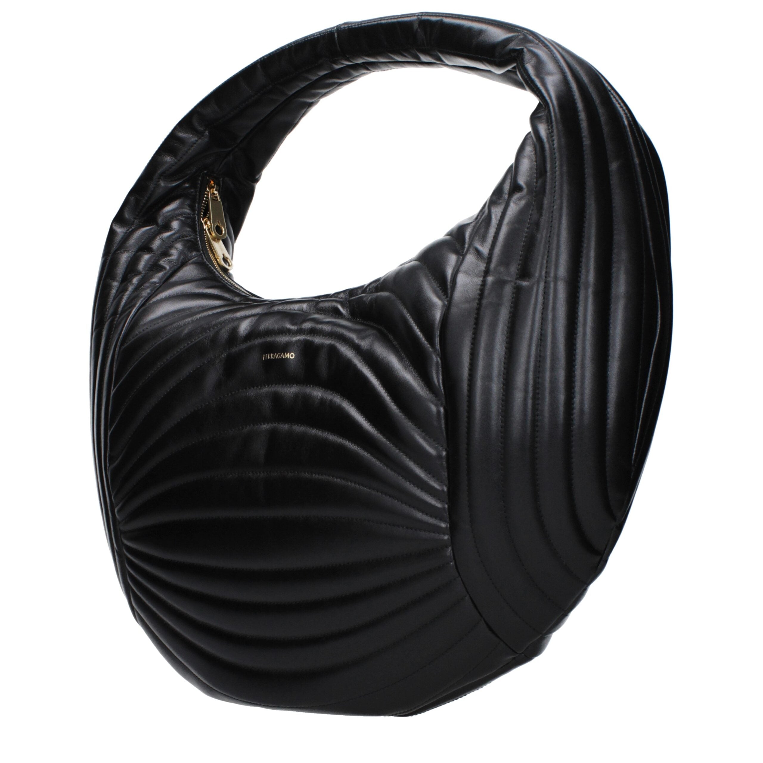 Salvatore Ferragamo Quilted Leather Hobo Bag - Black
