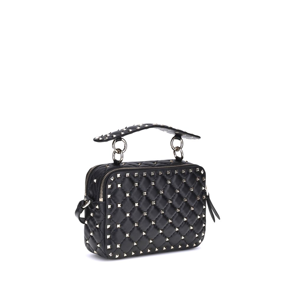 Valentino Garavani Rockstud Spike Handbag Small - Black with Zip Closure