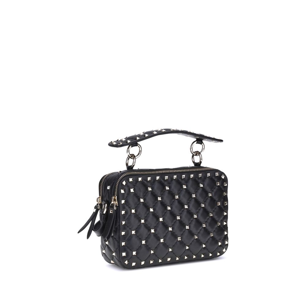 Valentino Garavani Rockstud Spike Handbag Small - Black with Zip Closure