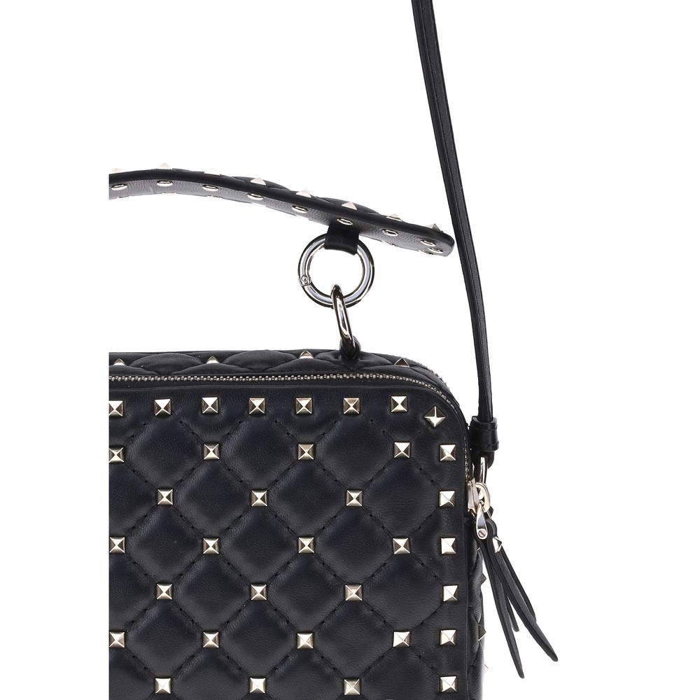 Valentino Garavani Rockstud Spike Handbag Small - Black with Zip Closure