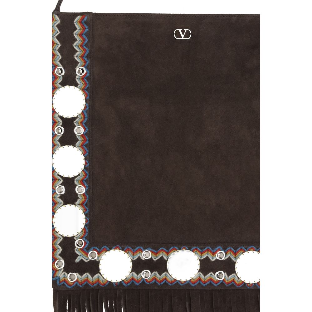 Valentino Garavani Nellcôte Shoulder Bag with Fringes - Brown Suede