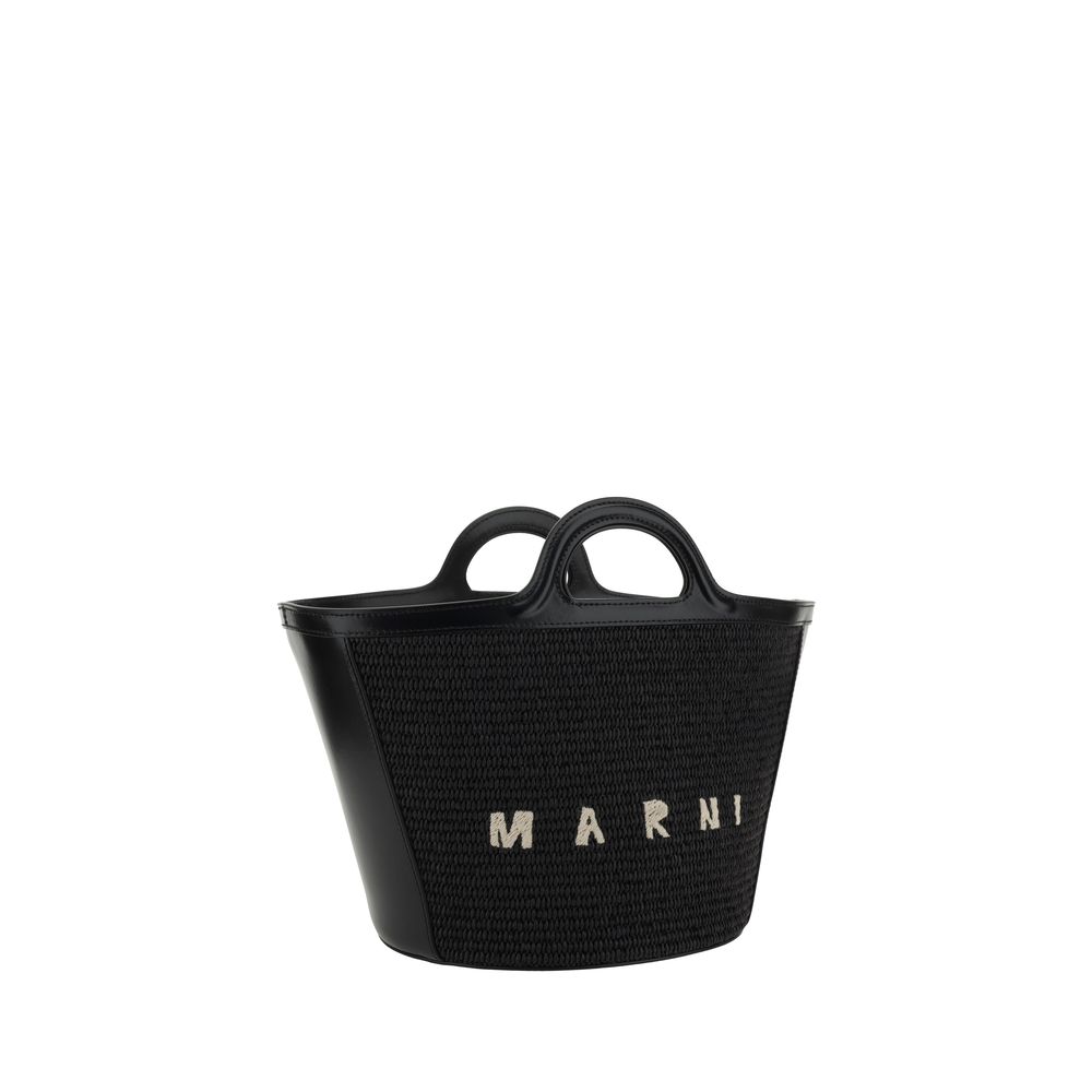 Marni Tropicalia Small Bag - Black Leather & Raffia