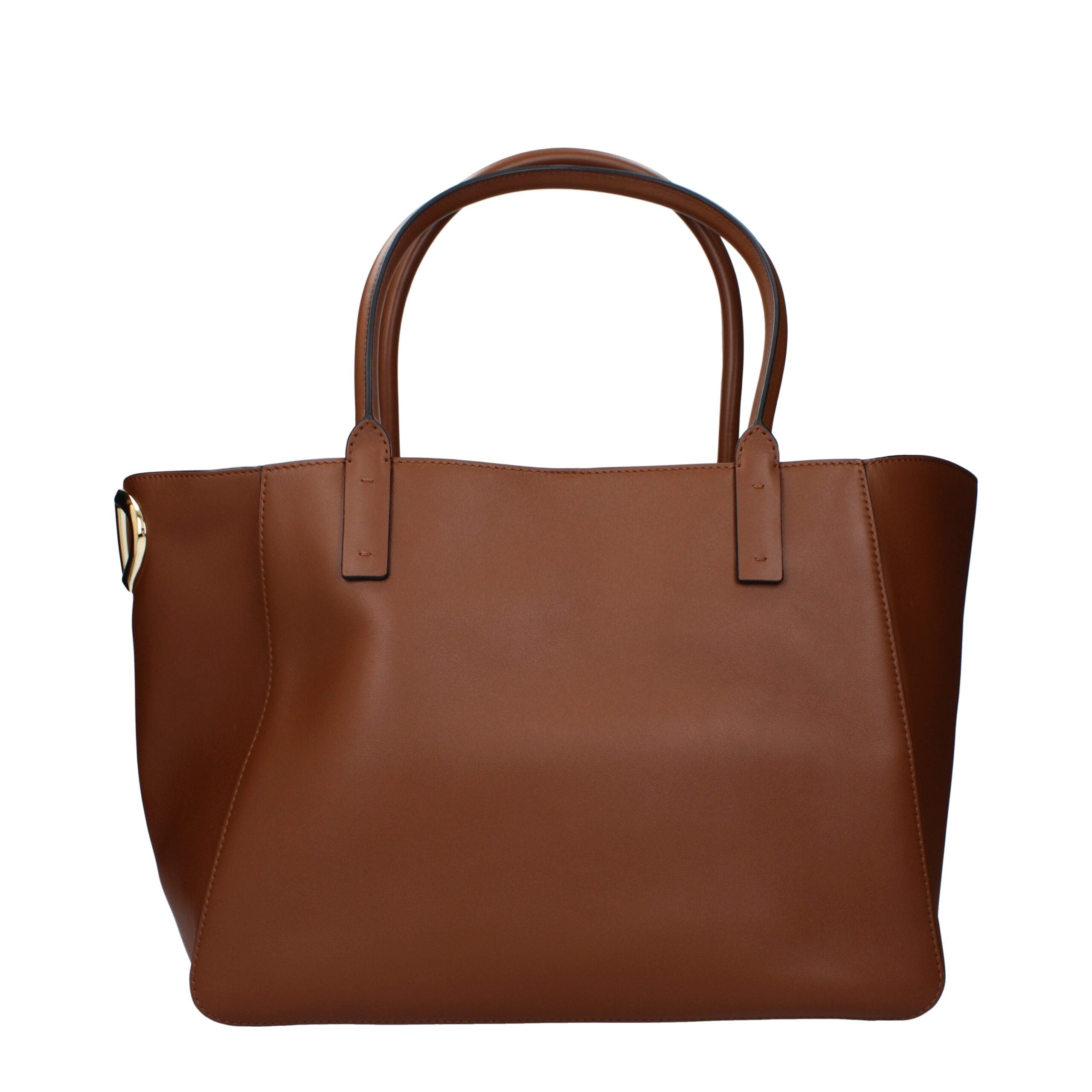Valentino Garavani Brown Calfskin Tote with Side VLogo Hardware