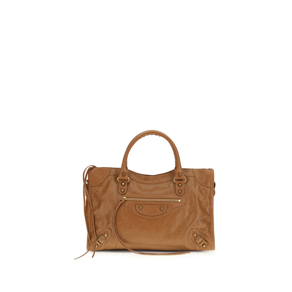 Balenciaga Le City Bag Medium - Camel Lambskin with Aged Gold Hardware from The Exclusive Line Singapore.