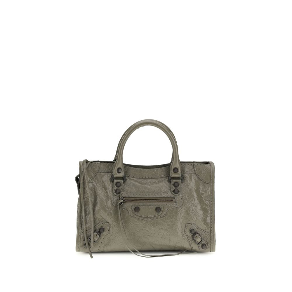 Balenciaga Le City Bag Small in Army Green Arena Lambskin with Brass Hardware from The Exclusive Line Singapore.
