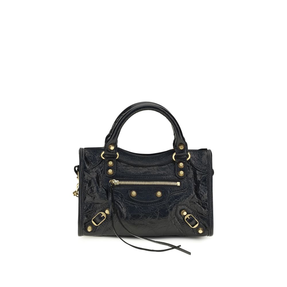 Balenciaga Le City Mini Bag in Black Arena Lambskin with Aged Gold Hardware from The Exclusive Line Singapore.